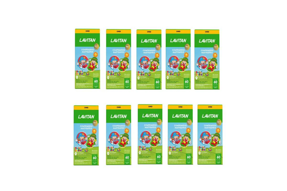 KIT 10 SUPLEMENTO LAVITAN KIDS MIX DE FRUTAS 60CPR - CIMED