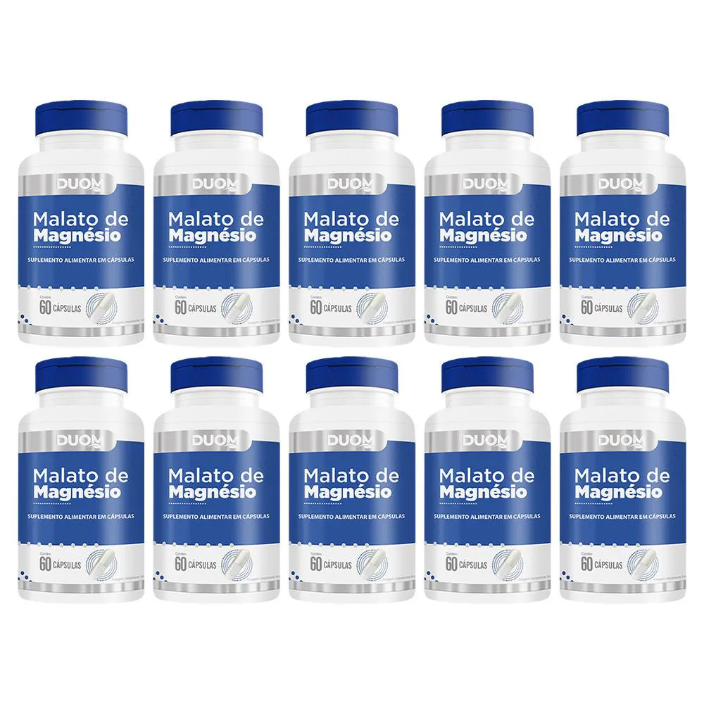 KIT 10 SUPLEMENTO MAGNéSIO MALATO 100% PURO 60CPS - DUOM