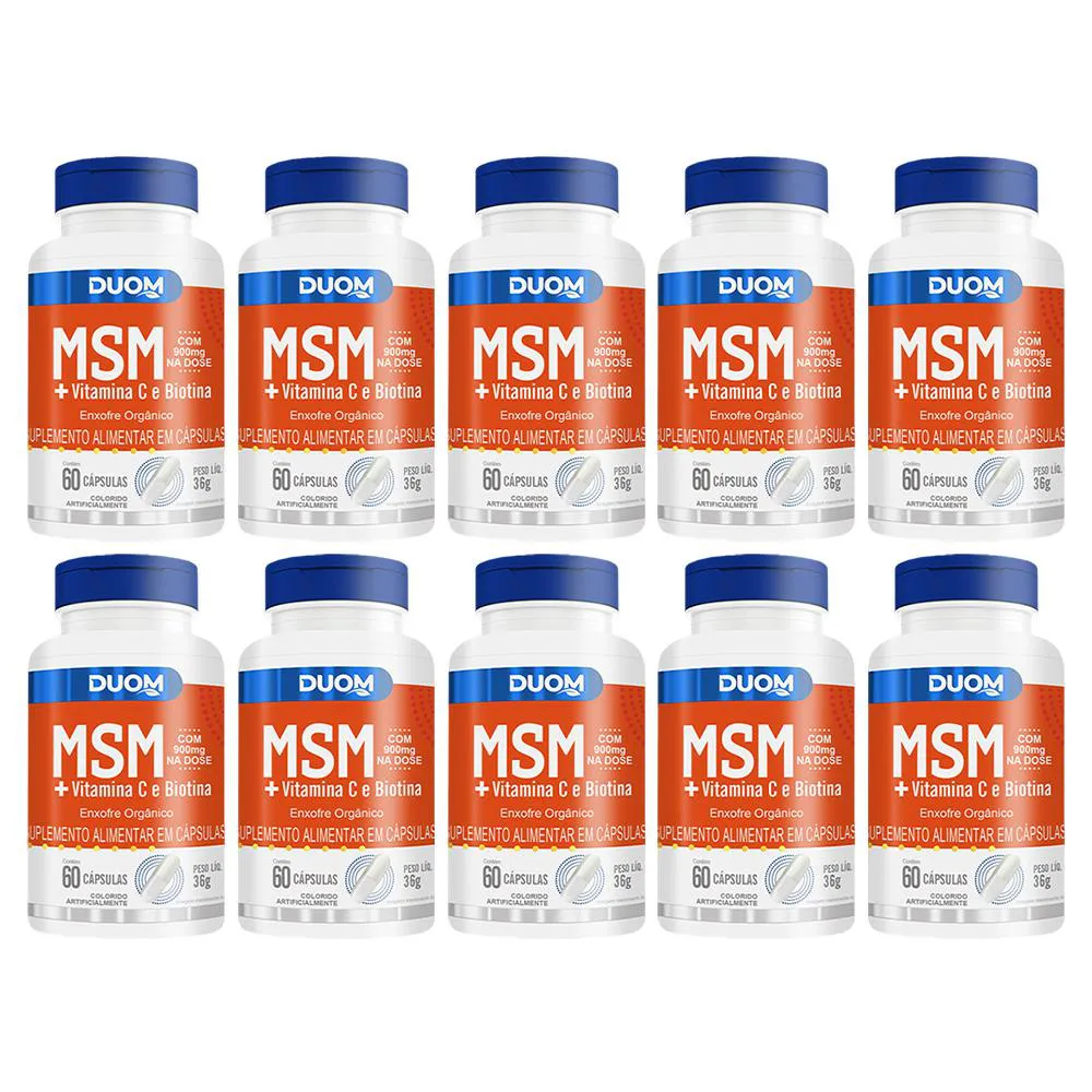KIT 10 SUPLEMENTO MSM + VITAMINA C E BIOTINA 60CPS - DUOM