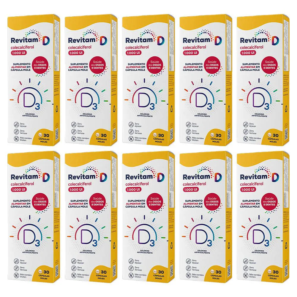 KIT 10 SUPLEMENTO REVITAM D3 1.000UI 30CPS - BIOLAB