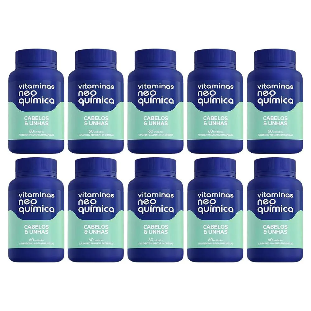 KIT 10 VITAMINA CABELOS E UNHAS 60CPS - NEO QUíMICA