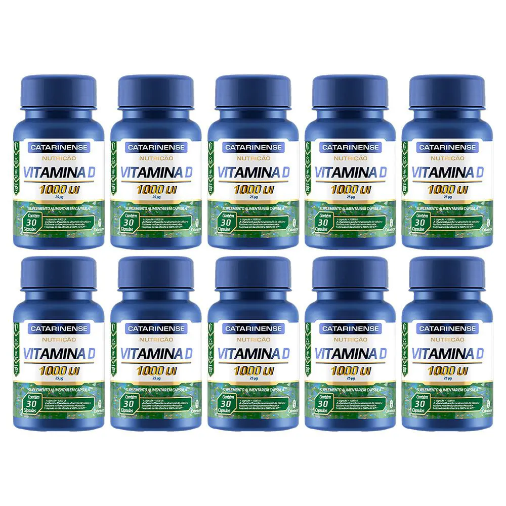 KIT 10 VITAMINA D 1000UI NUTRIçãO 30CPS - CATARINENSE