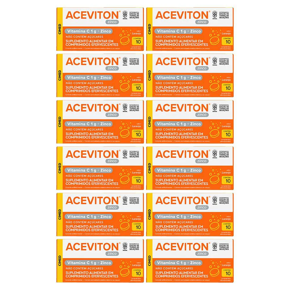 KIT 12 ACEVITON VITAMINA C 1G + ZINCO 10CPR - CIMED