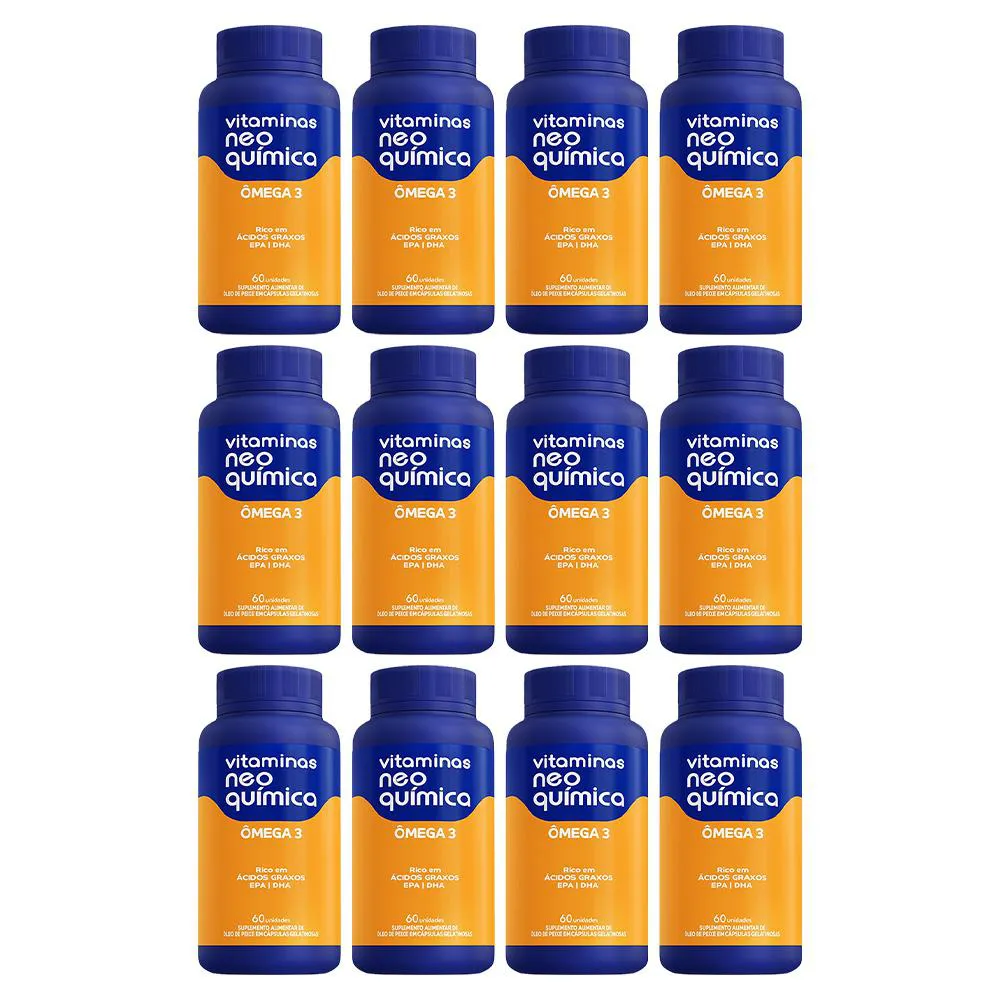 KIT 12 SUPLEMENTO ALIMENTAR ÔMEGA 3 60 CáPSULAS- NEO QUíMICA