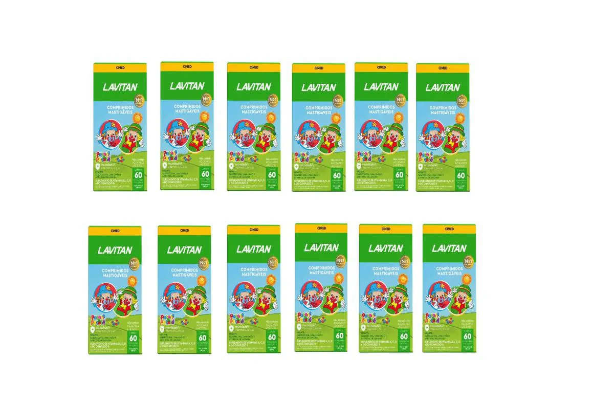 KIT 12 SUPLEMENTO LAVITAN KIDS MIX DE FRUTAS 60CPR - CIMED