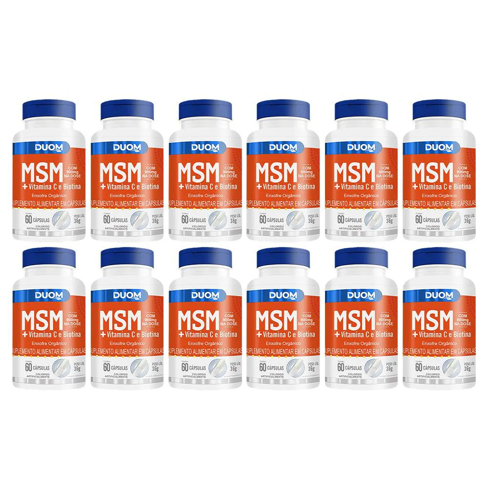 KIT 12 SUPLEMENTO MSM + VITAMINA C E BIOTINA 60CPS - DUOM