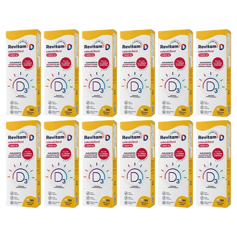 KIT 12 SUPLEMENTO REVITAM D3 1.000UI 30CPS - BIOLAB