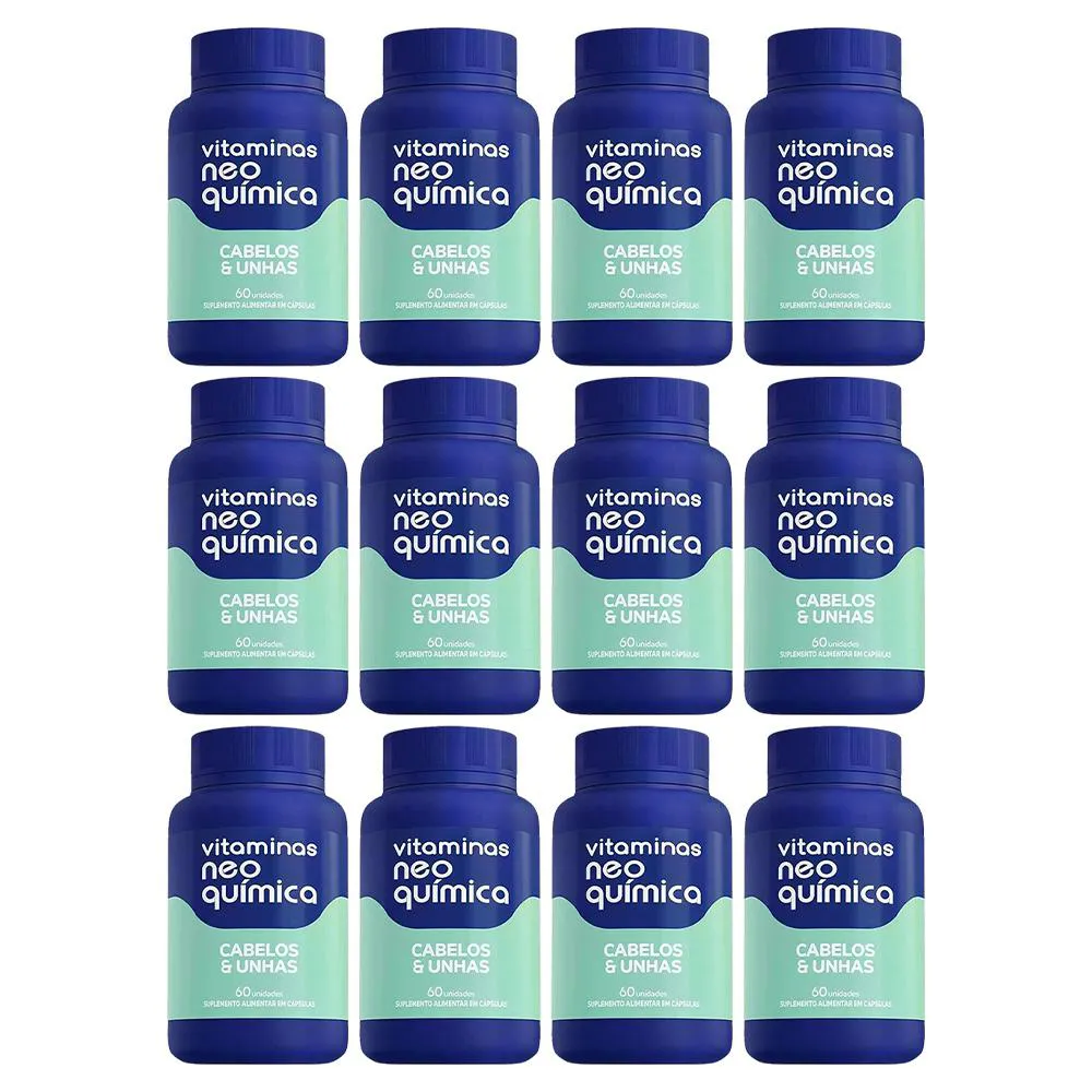 KIT 12 VITAMINA CABELOS E UNHAS 60CPS - NEO QUíMICA