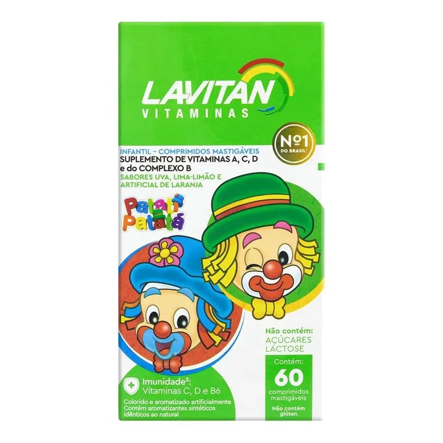 SUPLEMENTO LAVITAN KIDS MIX DE FRUTAS 60CPR - CIMED