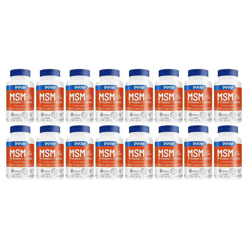 KIT 16 SUPLEMENTO MSM + VITAMINA C E BIOTINA 60CPS - DUOM