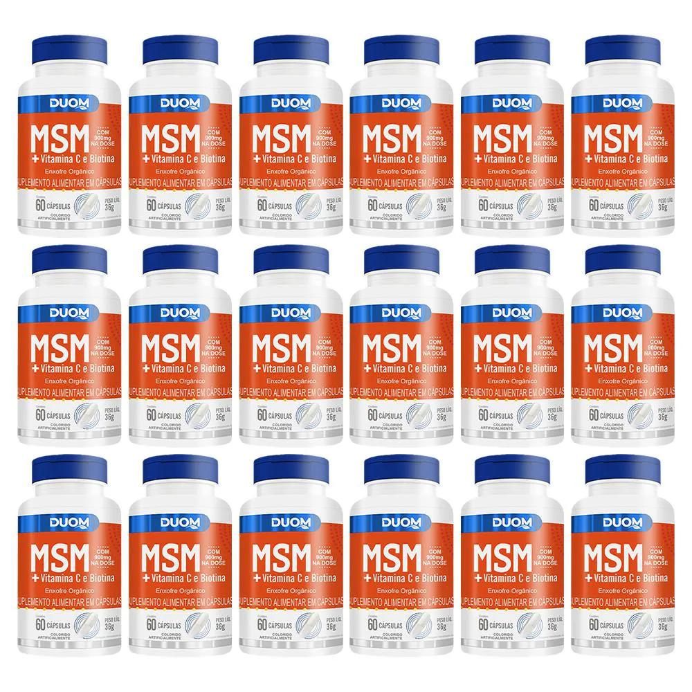 KIT 18 SUPLEMENTO MSM + VITAMINA C E BIOTINA 60CPS - DUOM