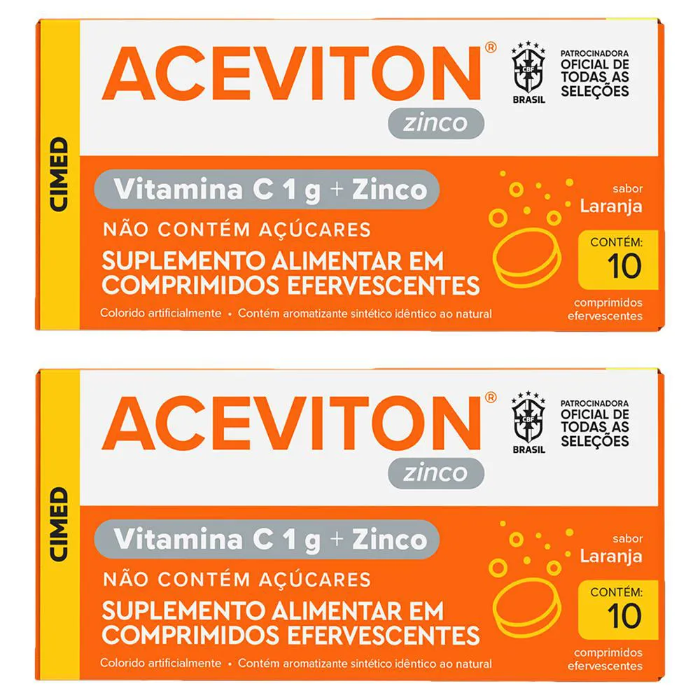 KIT 2 ACEVITON VITAMINA C 1G + ZINCO 10CPR - CIMED