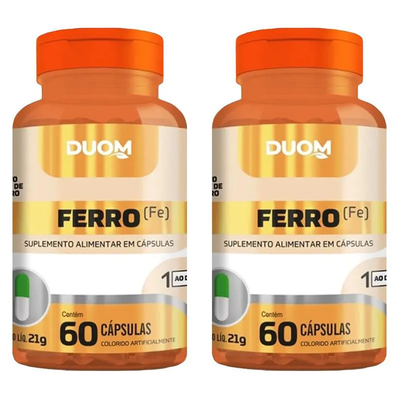 KIT 2 SUPLEMENTO ALIMENTAR FERRO 60 CáPSULAS - DUOM