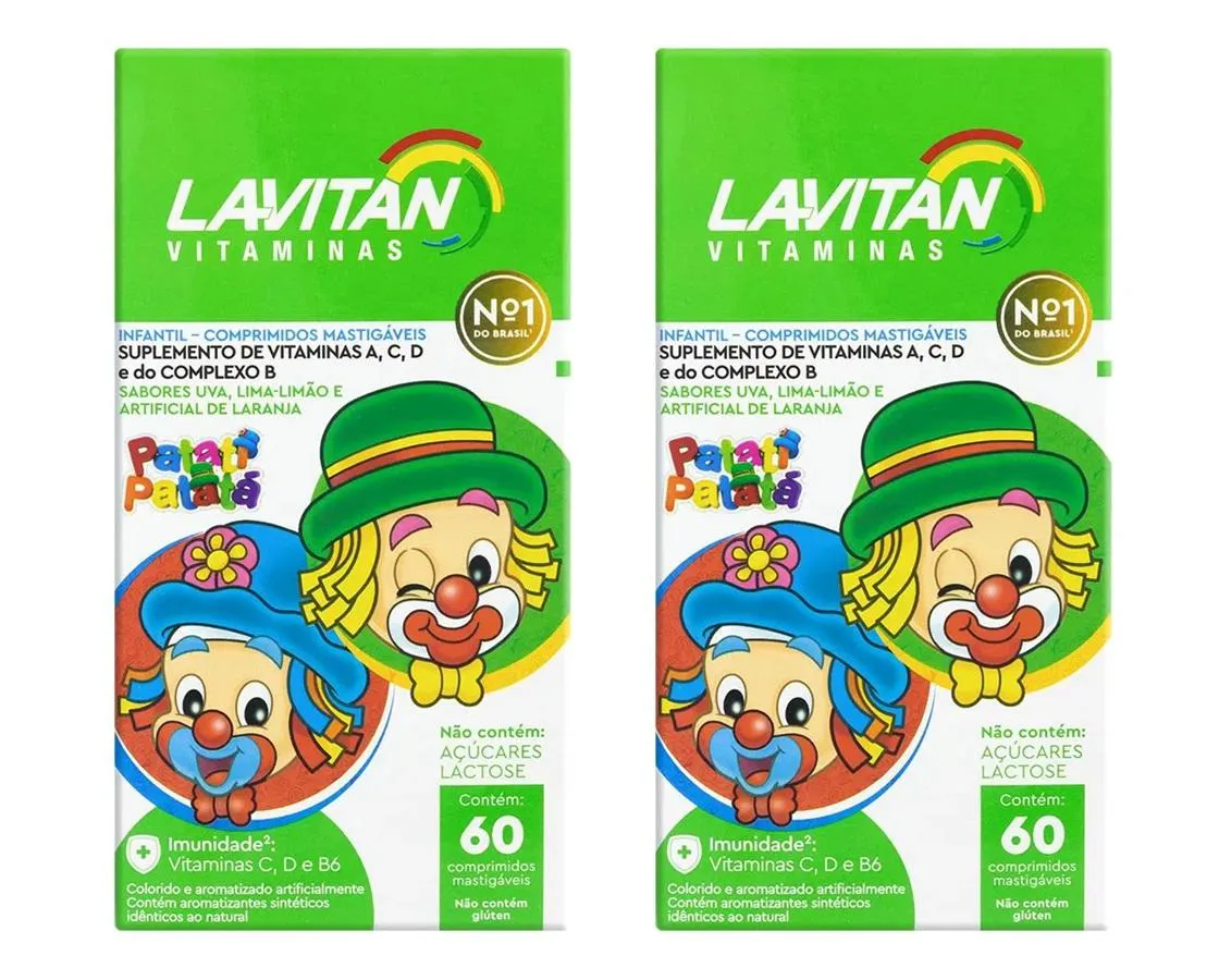 KIT 2 SUPLEMENTO LAVITAN KIDS MIX DE FRUTAS 60CPR - CIMED