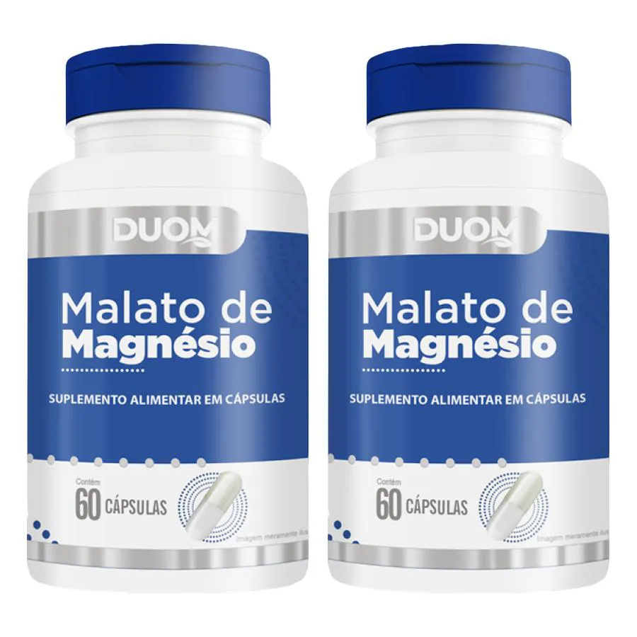 KIT 2 SUPLEMENTO MAGNéSIO MALATO 100% PURO 60CPS - DUOM
