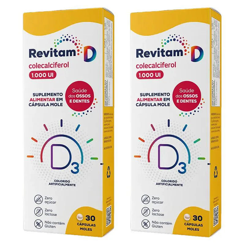 KIT 2 SUPLEMENTO REVITAM D3 1.000UI 30CPS - BIOLAB