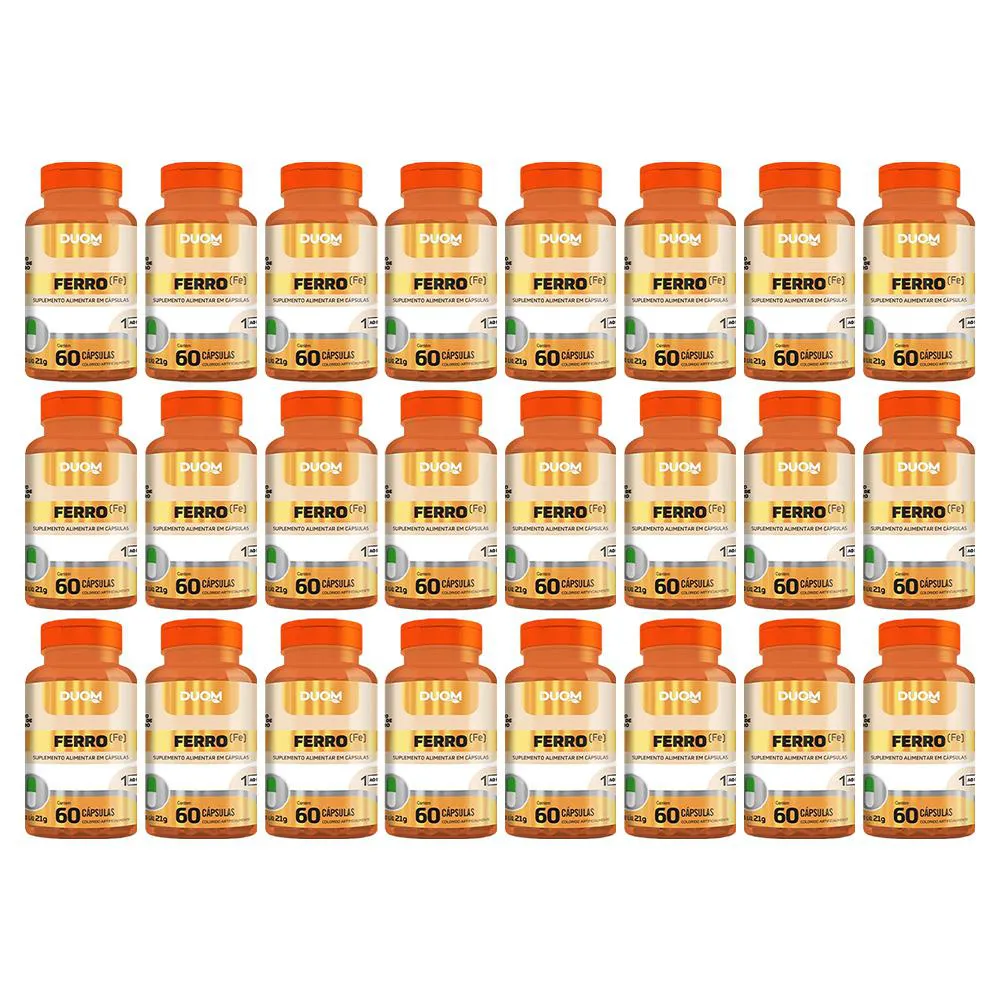 KIT 24 SUPLEMENTO ALIMENTAR FERRO 60 CáPSULAS - DUOM