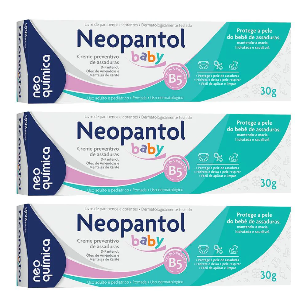 KIT 3 POMADA P/ ASSADURAS NEOPANTOL BABY 30G - NEO QUíMICA