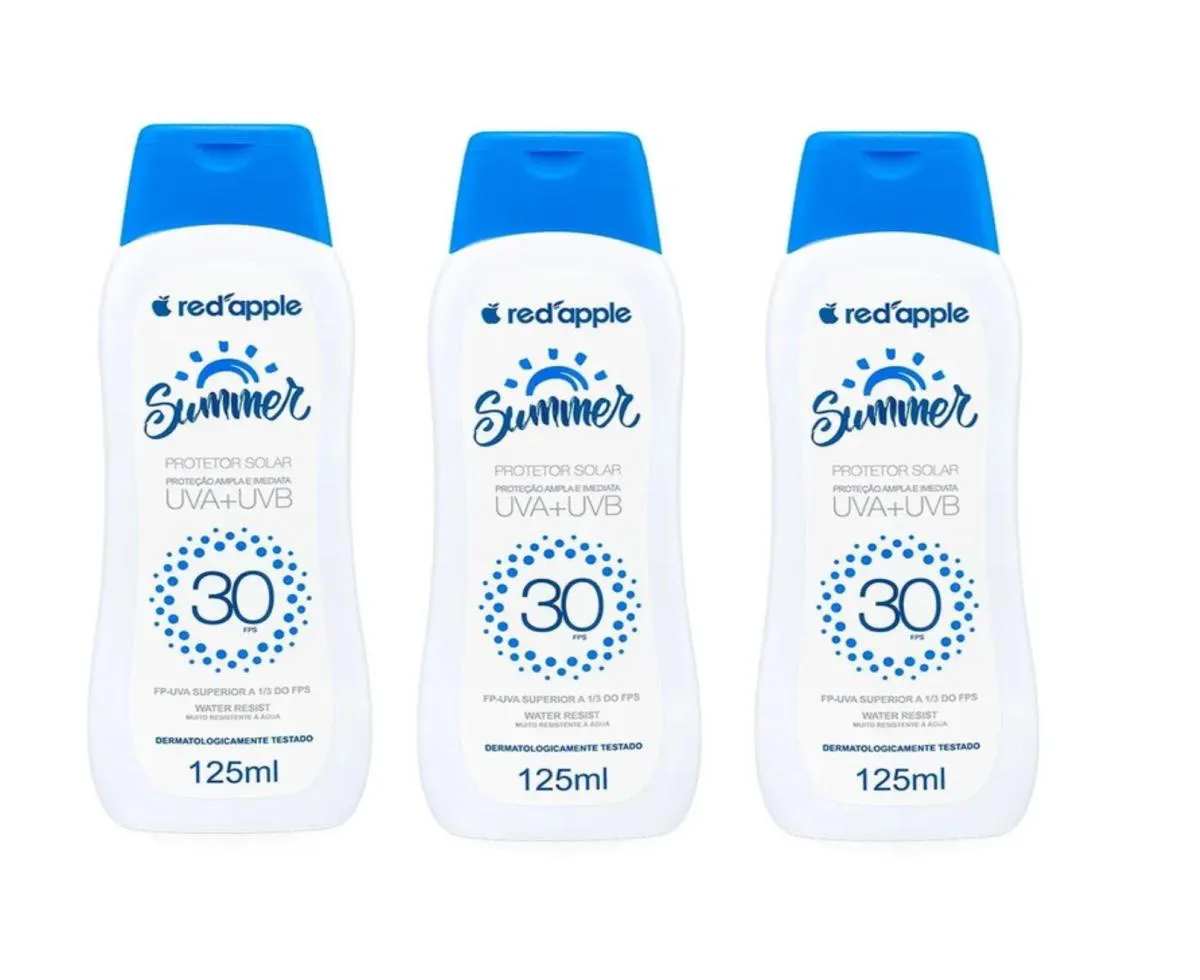 KIT 3 PROTETOR SOLAR FPS 30 SUMMER 125ML - RED APPLE