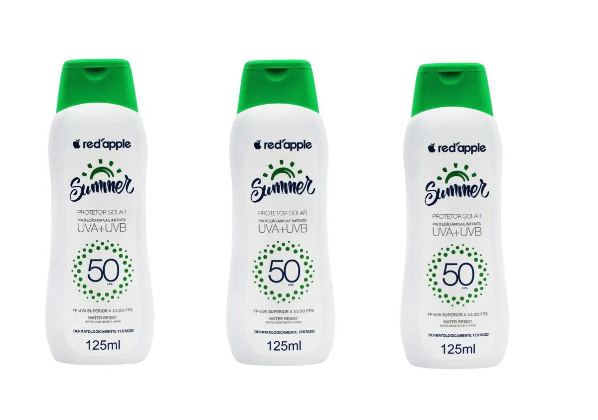 KIT 3 PROTETOR SOLAR FPS 50 SUMMER 125ML - RED APPLE
