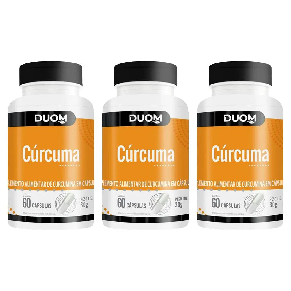 KIT 3 SUPLEMENTO ALIMENTAR CúRCUMA 60 CáPSULAS - DUOM
