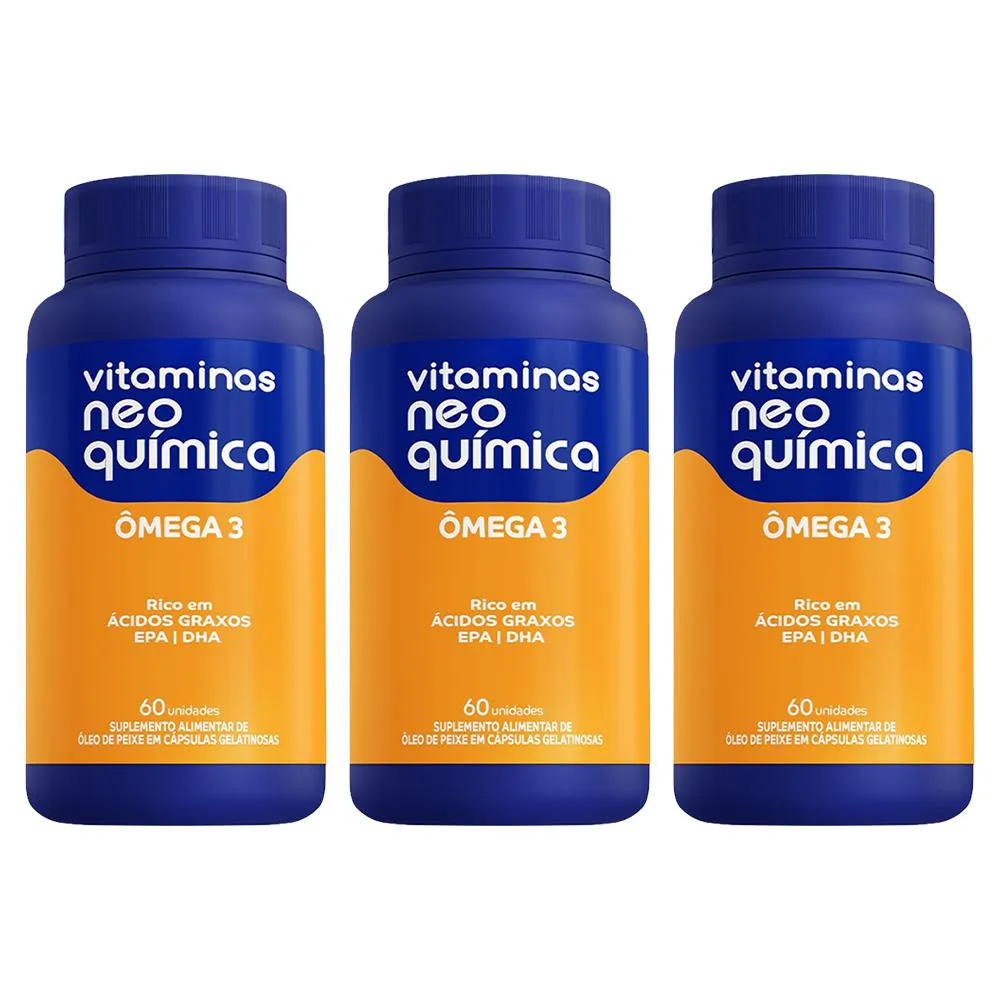 KIT 3 SUPLEMENTO ALIMENTAR ÔMEGA 3 60 CáPSULAS - NEO QUíMICA