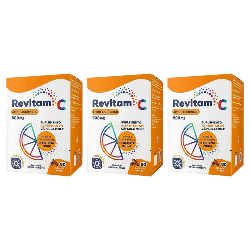 KIT 3 SUPLEMENTO REVITAM C 500MG 60CPS - BIOLAB