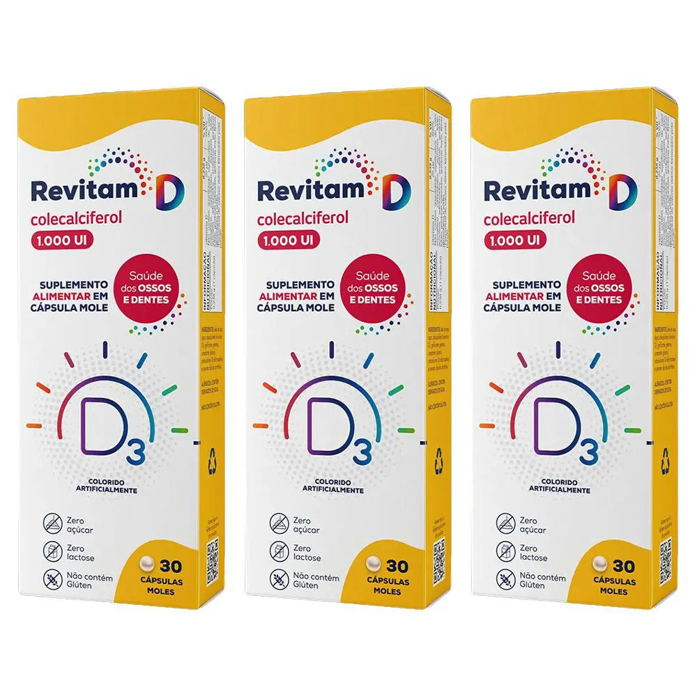 KIT 3 SUPLEMENTO REVITAM D3 1.000UI 30CPS - BIOLAB