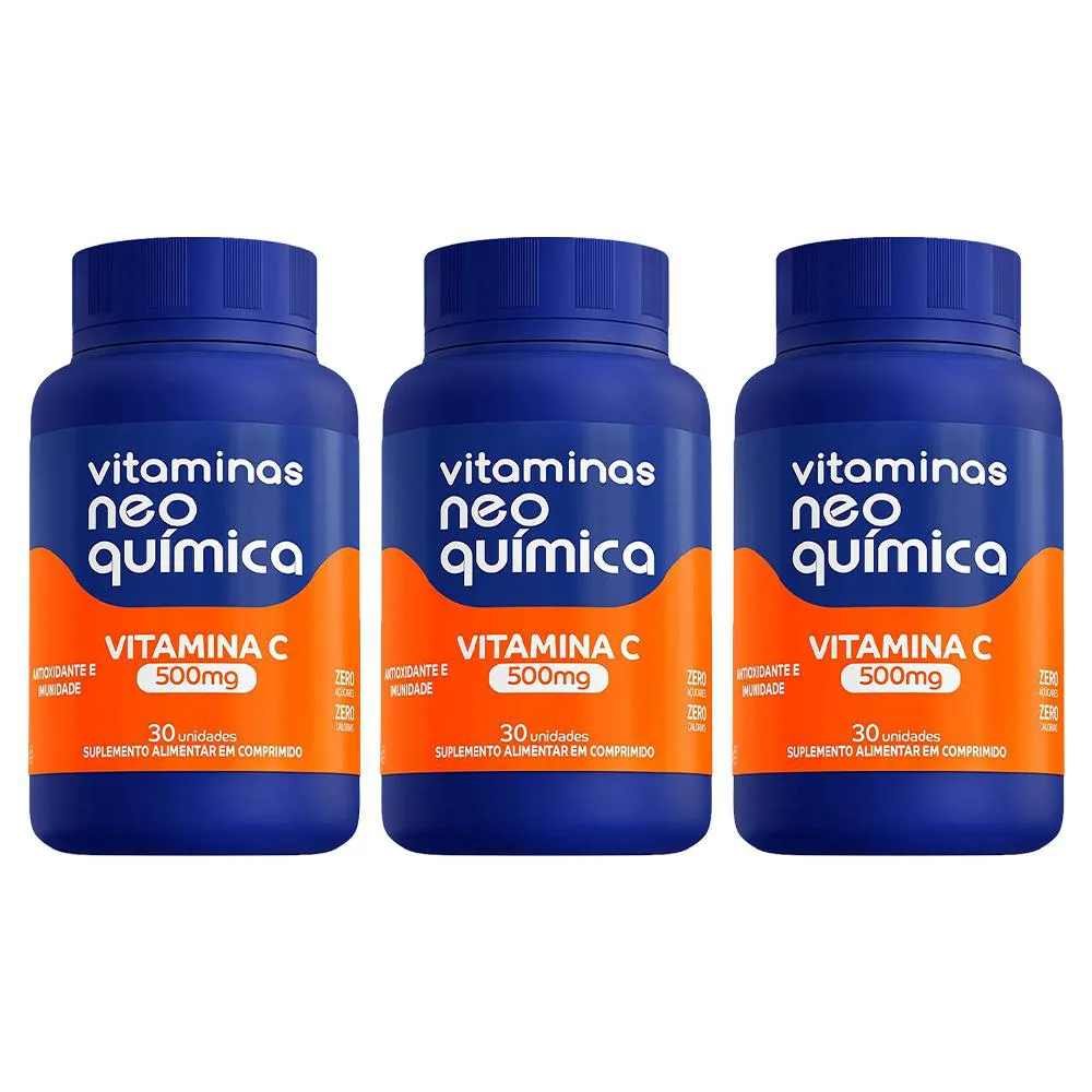 KIT 3 SUPLEMENTO VITAMINA C 500MG 30CPR - NEO QUIMICA