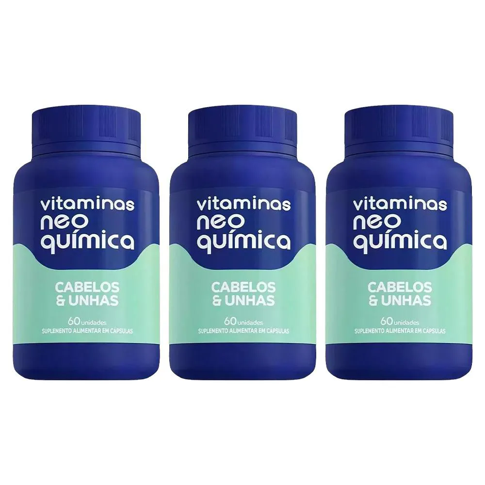 KIT 3 VITAMINA CABELOS E UNHAS 60CPS - NEO QUíMICA
