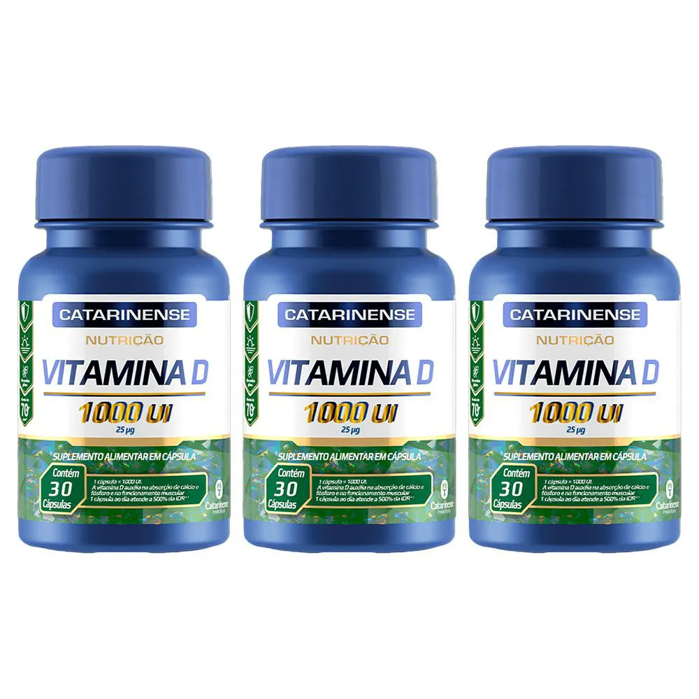 KIT 3 VITAMINA D 1000UI NUTRIçãO 30CPS - CATARINENSE