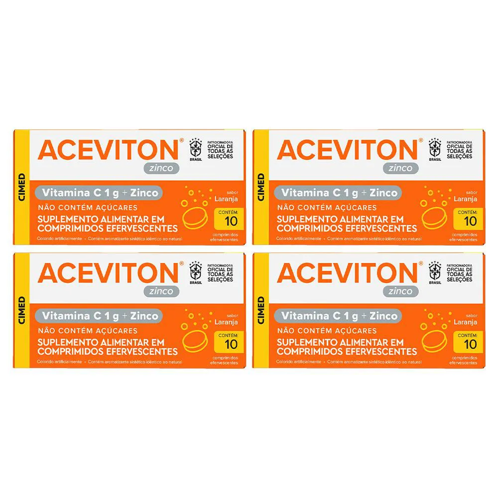 KIT 4 ACEVITON VITAMINA C 1G + ZINCO 10CPR - CIMED