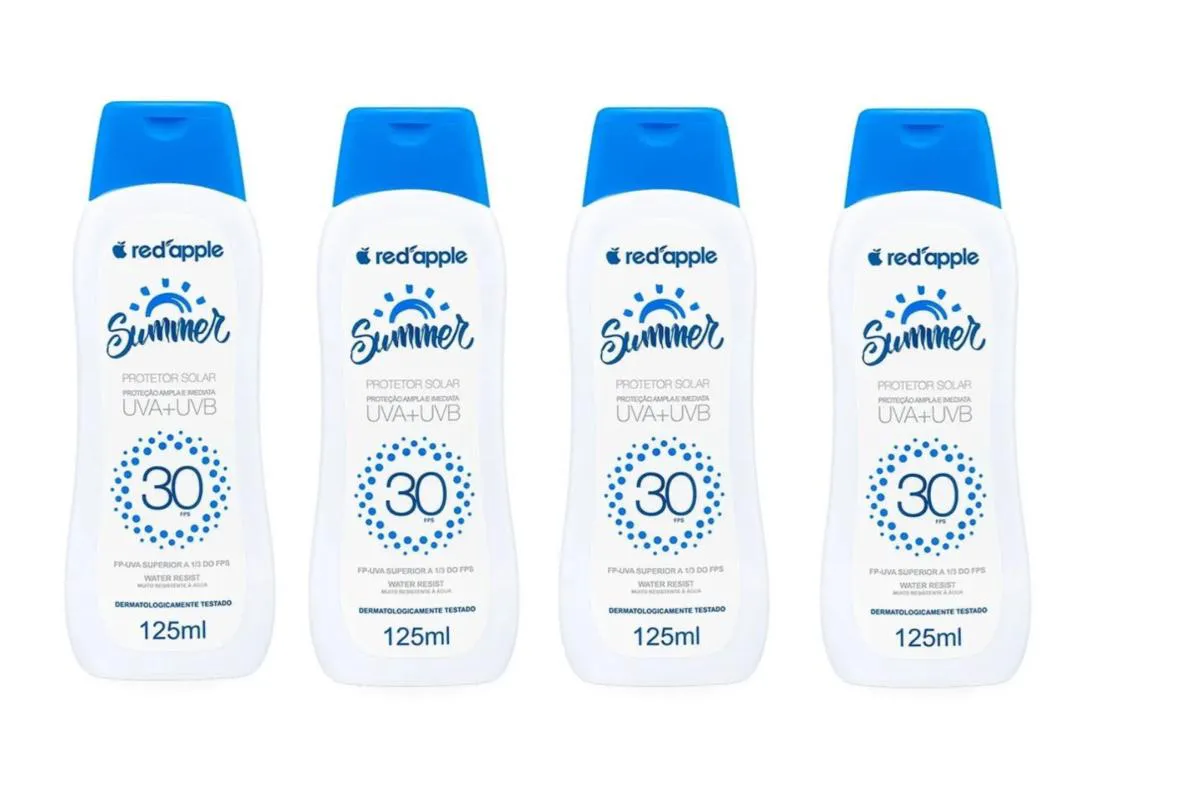 KIT 4 PROTETOR SOLAR FPS 30 SUMMER 125ML - RED APPLE