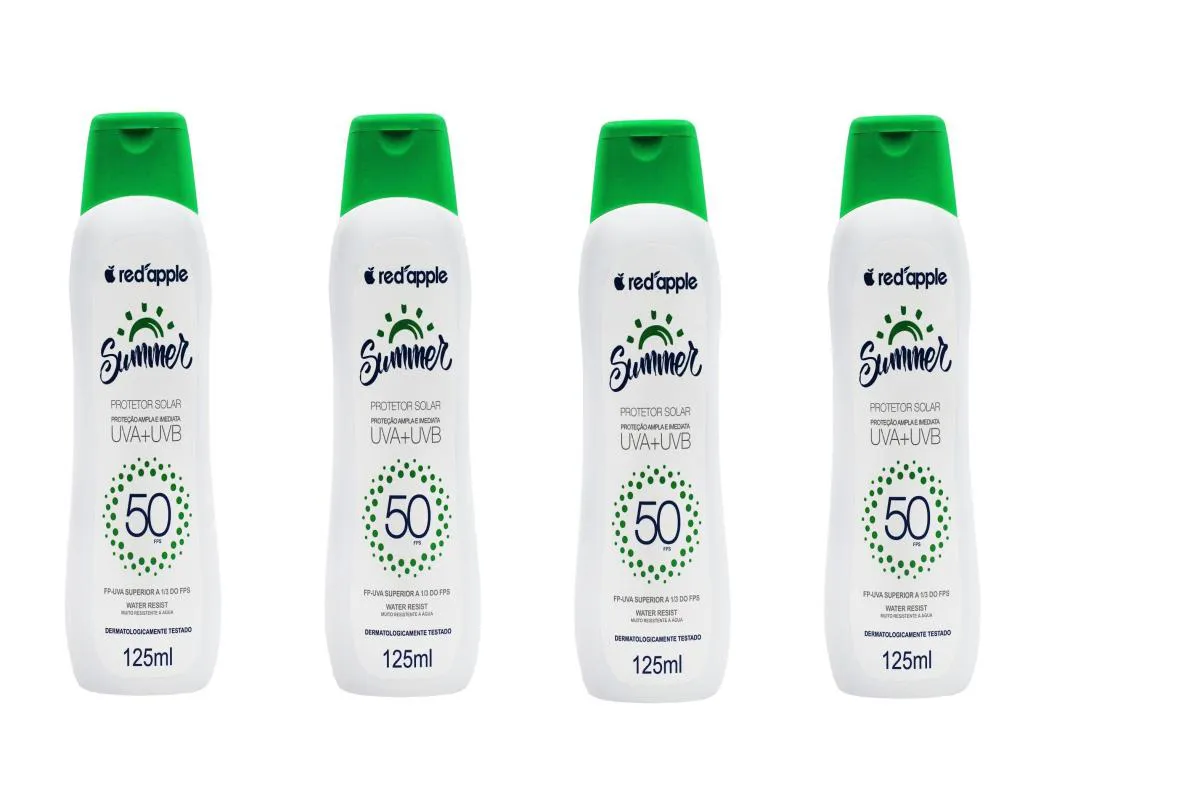 KIT 4 PROTETOR SOLAR FPS 50 SUMMER 125ML - RED APPLE