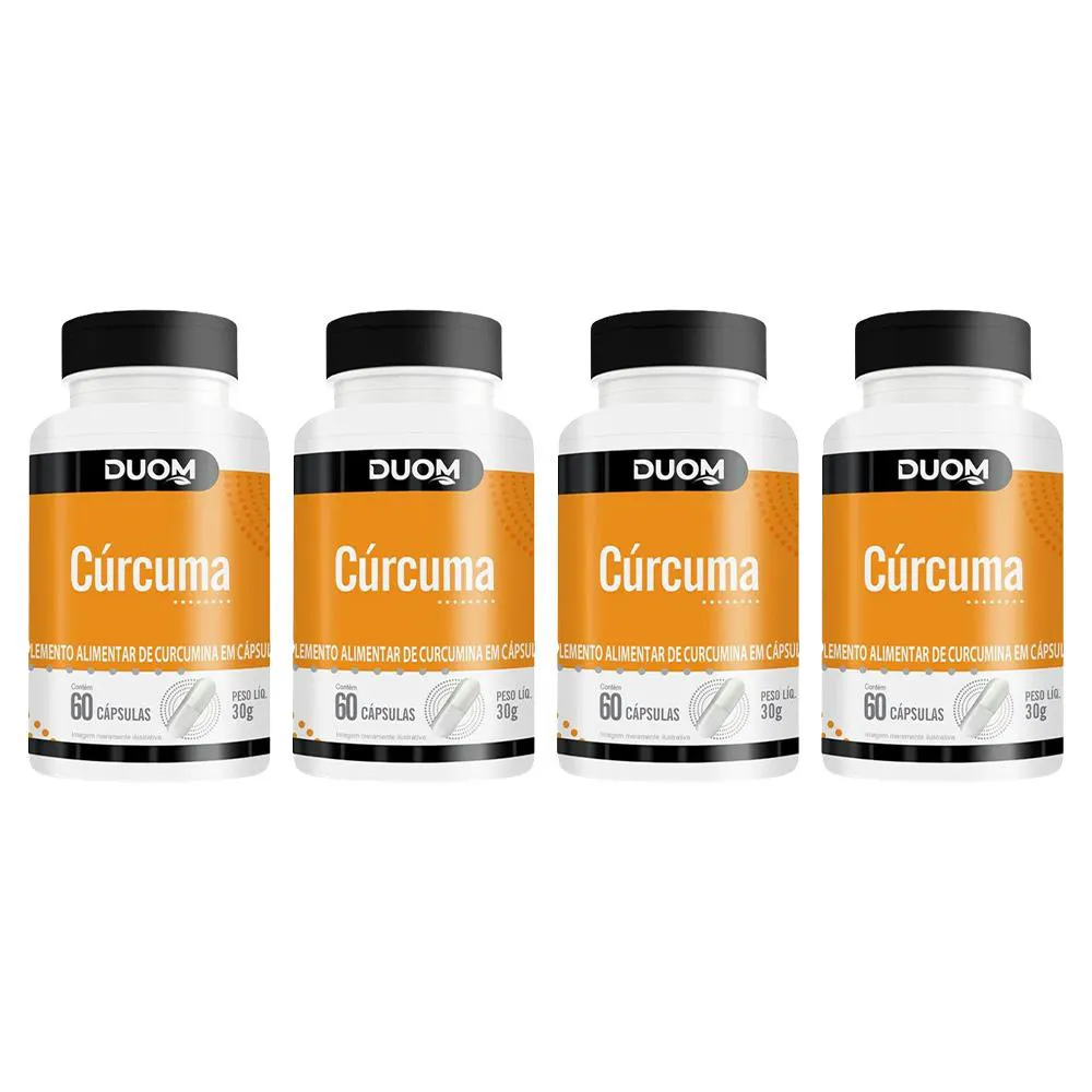 KIT 4 SUPLEMENTO ALIMENTAR CúRCUMA 60 CáPSULAS - DUOM