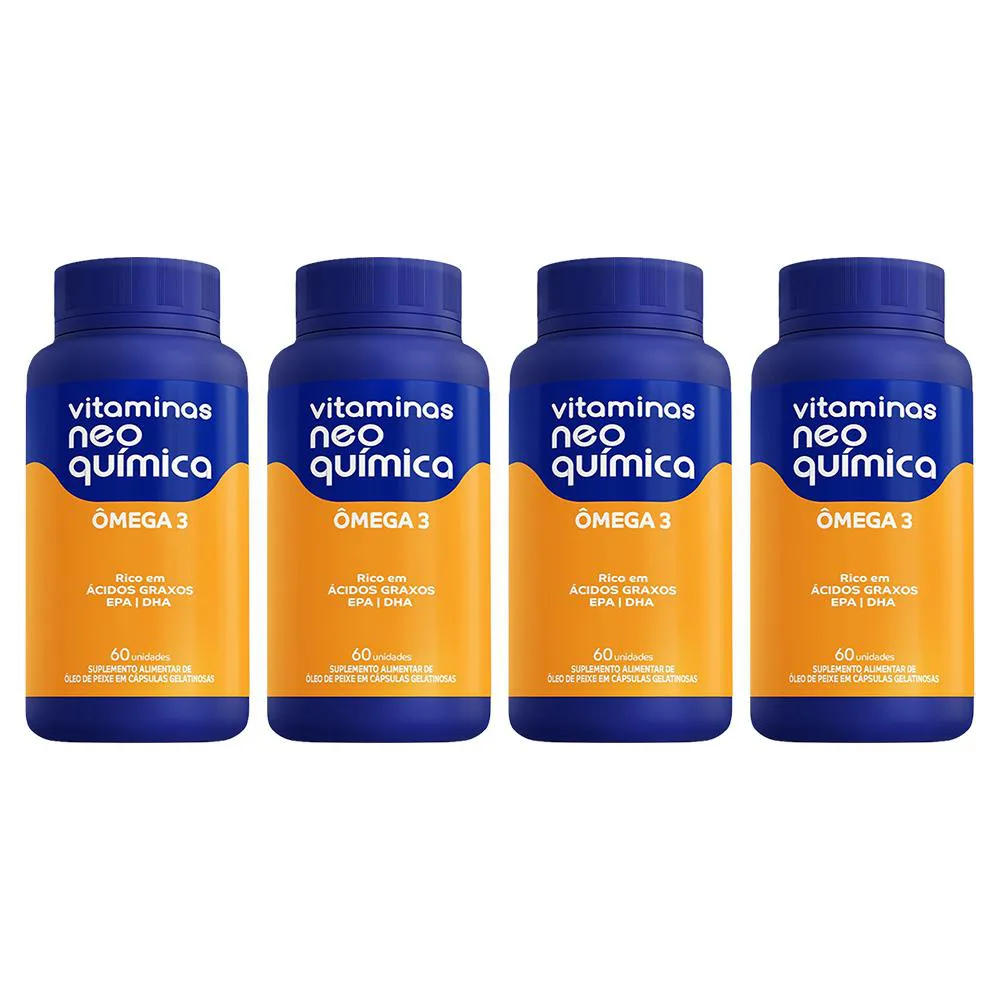 KIT 4 SUPLEMENTO ALIMENTAR ÔMEGA 3 60 CáPSULAS - NEO QUíMICA