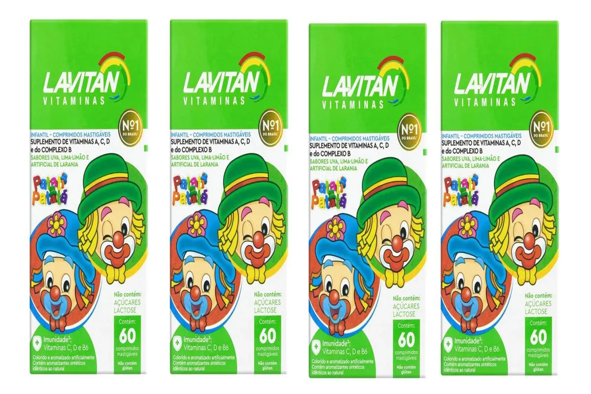 KIT 4 SUPLEMENTO LAVITAN KIDS MIX DE FRUTAS 60CPR - CIMED