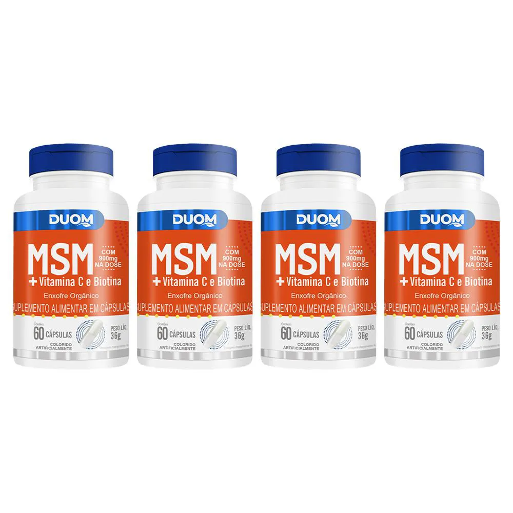 KIT 4 SUPLEMENTO MSM + VITAMINA C E BIOTINA 60CPS - DUOM