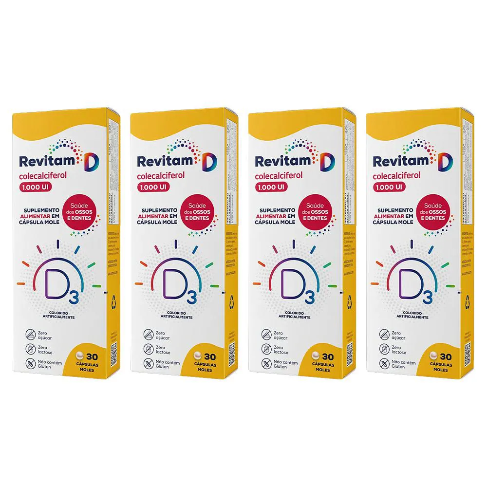 KIT 4 SUPLEMENTO REVITAM D3 1.000UI 30CPS - BIOLAB