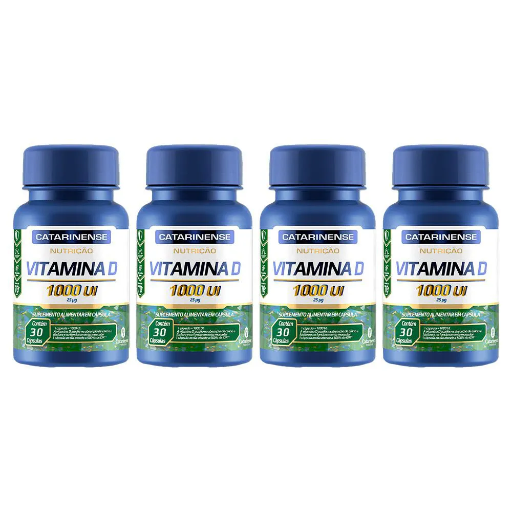 KIT 4 VITAMINA D 1000UI NUTRIçãO 30CPS - CATARINENSE