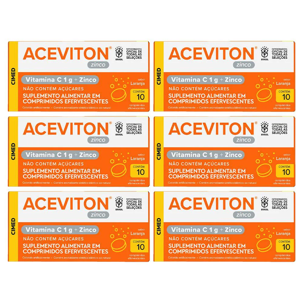 KIT 6 ACEVITON VITAMINA C 1G + ZINCO 10CPR - CIMED