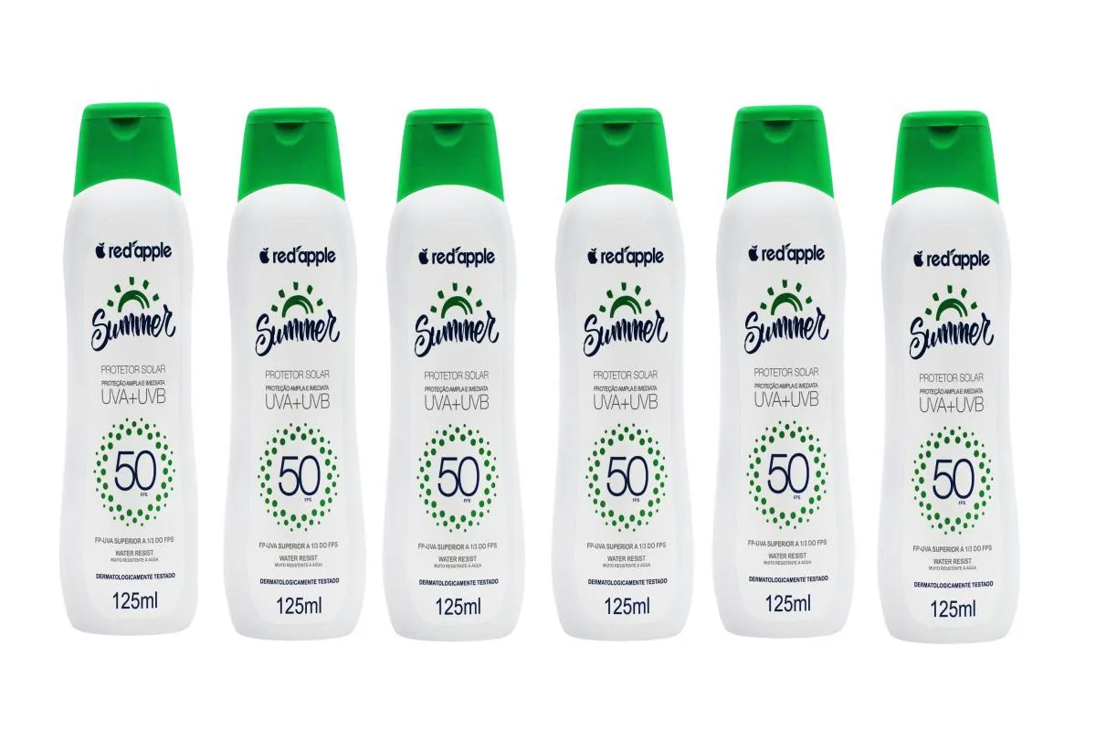 KIT 6 PROTETOR SOLAR FPS 50 SUMMER 125ML - RED APPLE