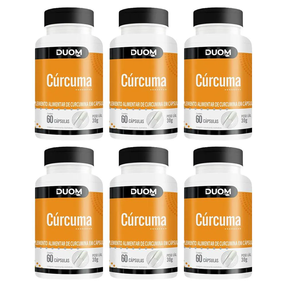 KIT 6 SUPLEMENTO ALIMENTAR CúRCUMA 60 CáPSULAS - DUOM