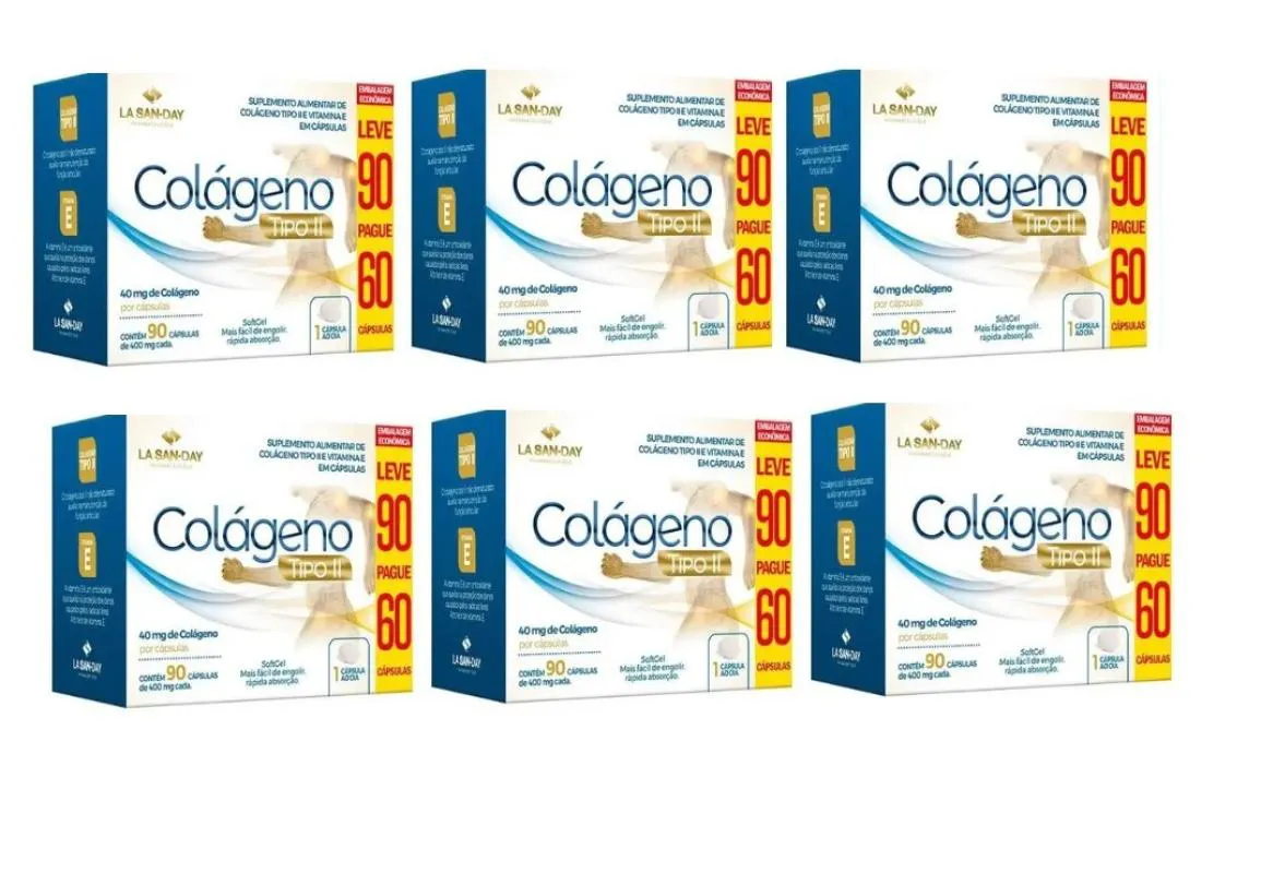 KIT 6 SUPLEMENTO COLáGENO TIPO II 90CPS - LA SAN DAY