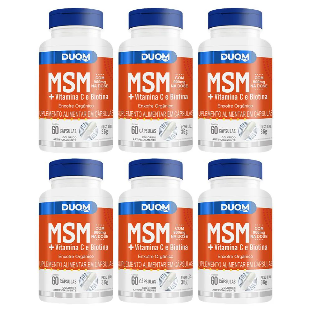 KIT 6 SUPLEMENTO MSM + VITAMINA C E BIOTINA 60CPS - DUOM