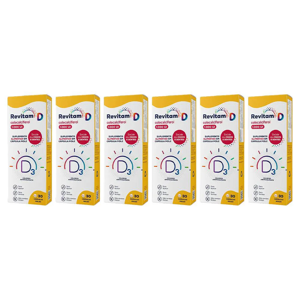 KIT 6 SUPLEMENTO REVITAM D3 1.000UI 30CPS - BIOLAB