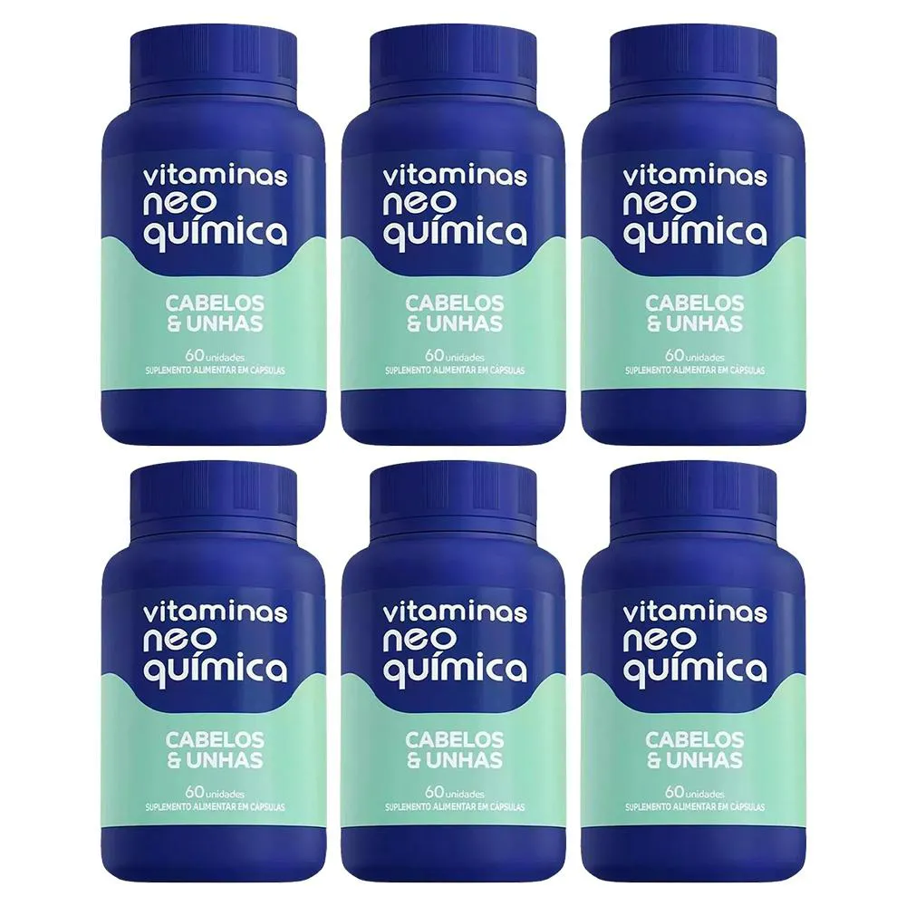 KIT 6 VITAMINA CABELOS E UNHAS 60CPS - NEO QUíMICA