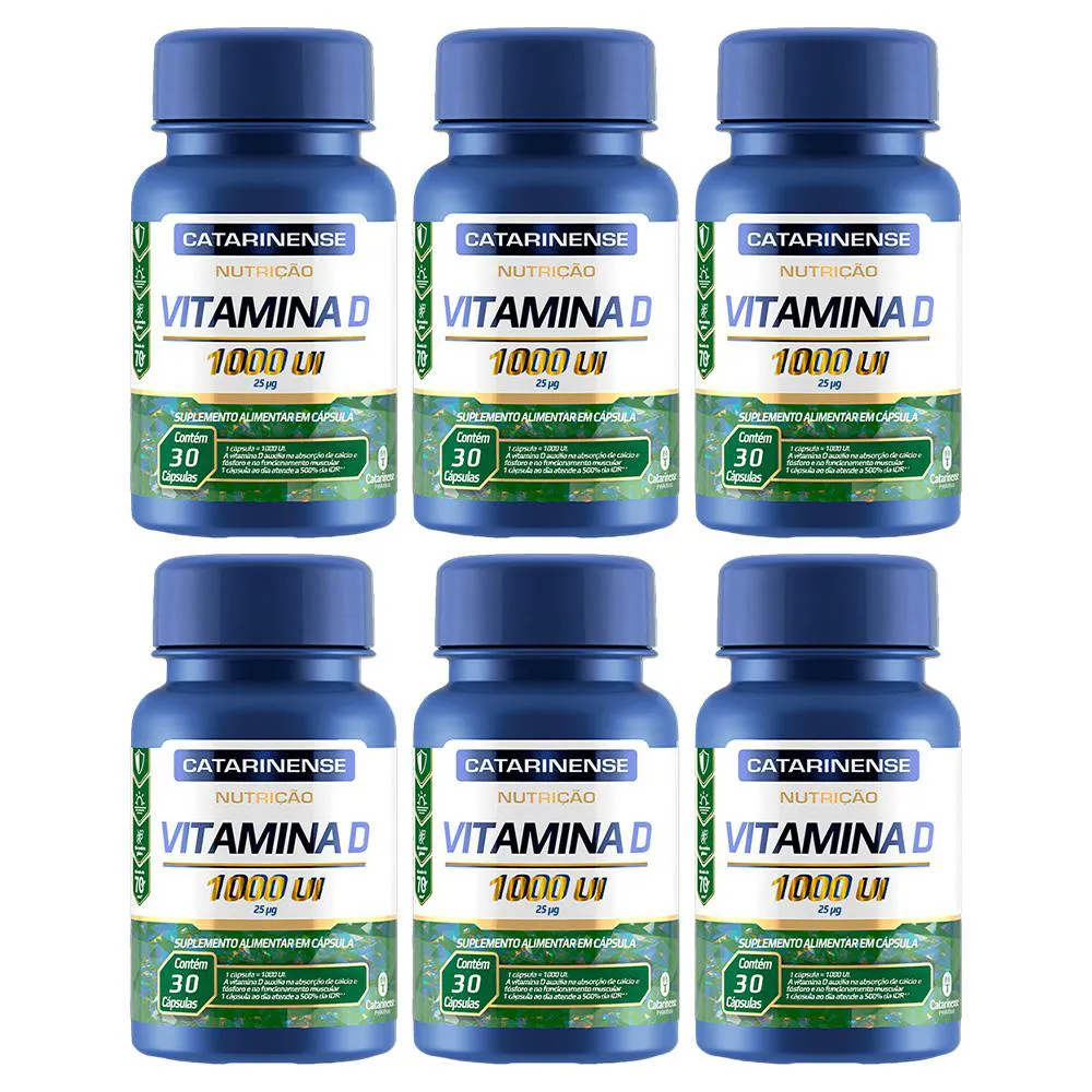 KIT 6 VITAMINA D 1000UI NUTRIçãO 30CPS - CATARINENSE