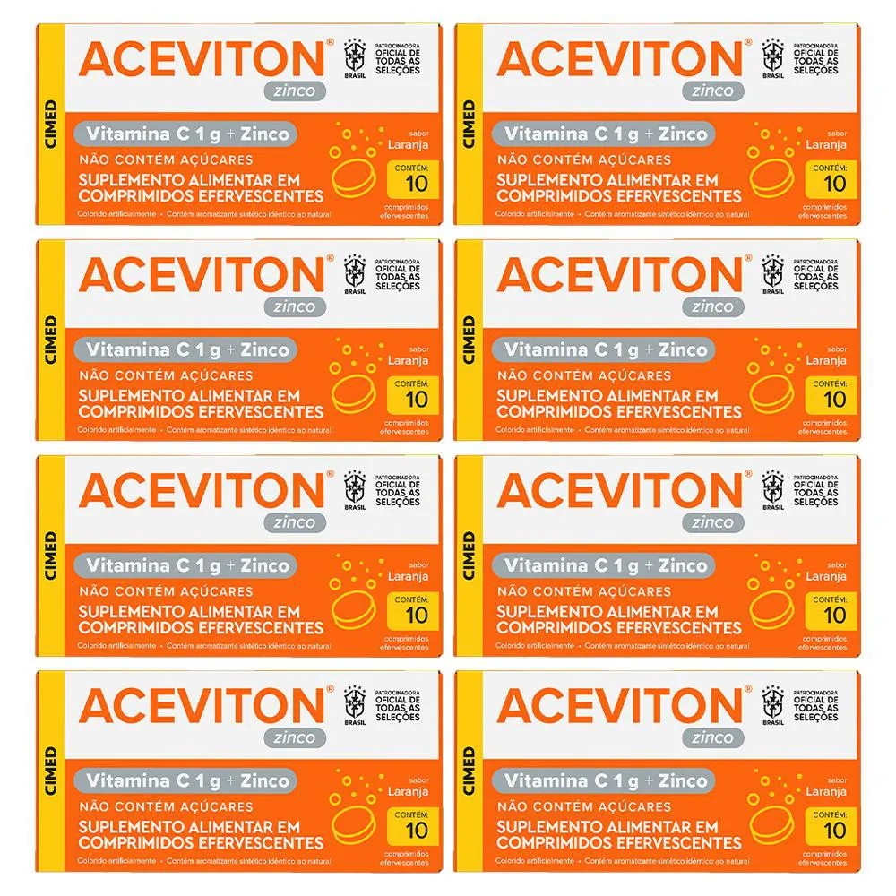 KIT 8 ACEVITON VITAMINA C 1G + ZINCO 10CPR - CIMED