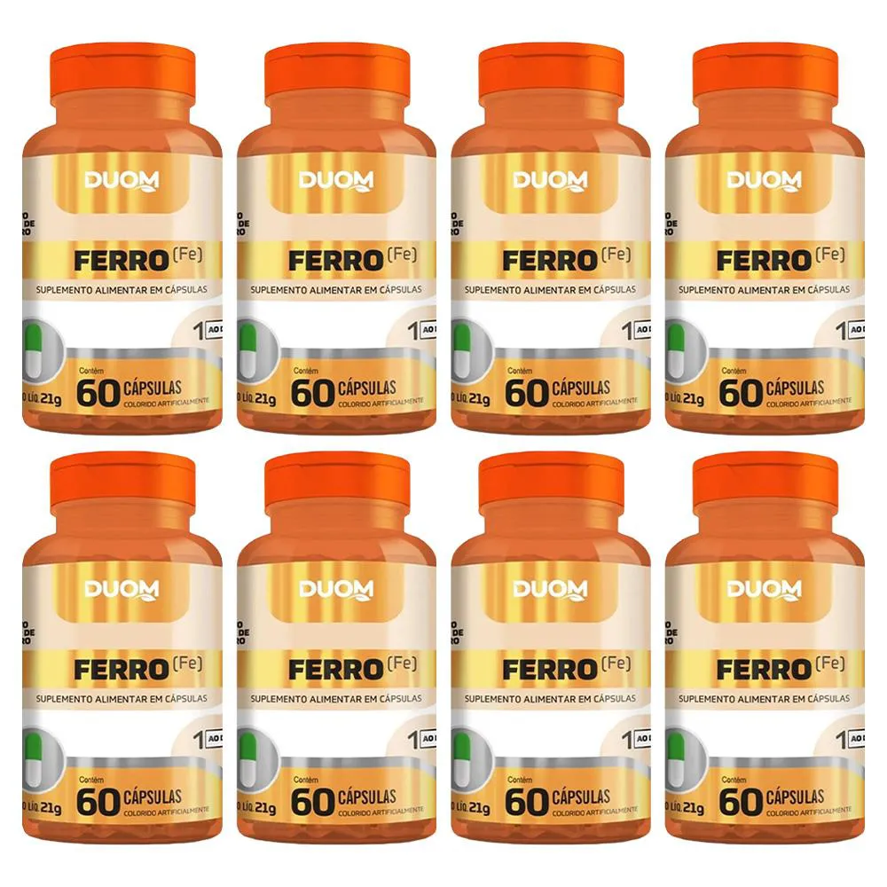 KIT 8 SUPLEMENTO ALIMENTAR FERRO 60 CáPSULAS - DUOM